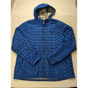 The North Face Men's 2XL Thermoball Hooded Jacket Blue Puffer Full Zip Quilted